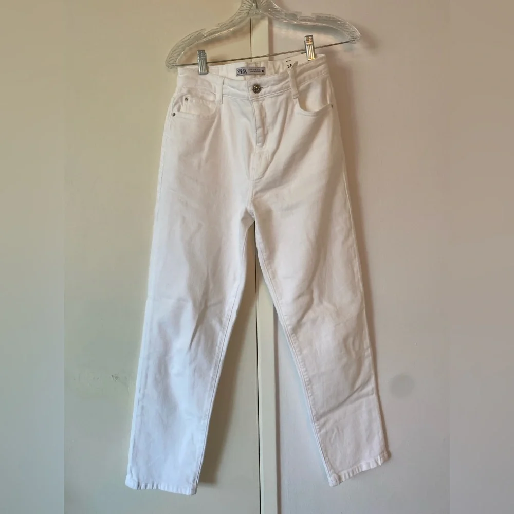 NWT WHITE ZARA MOM FIT DENIM JEANS SZ 6 - Picture 1 of 12